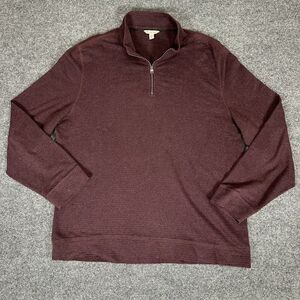Calvin Klein Sweater Mens XL‎ Burgundy Quarter Zip Long Sleeve Pullover Adult​